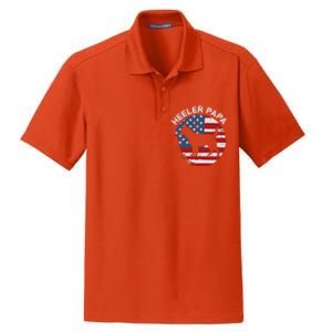 American Flag Blue Heeler Papa Red Australian Cattle Dog Dad Dry Zone Grid Polo