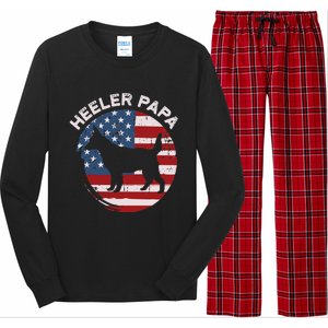 American Flag Blue Heeler Papa Red Australian Cattle Dog Dad Long Sleeve Pajama Set