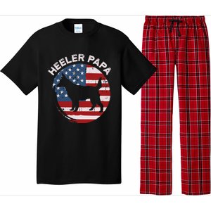 American Flag Blue Heeler Papa Red Australian Cattle Dog Dad Pajama Set