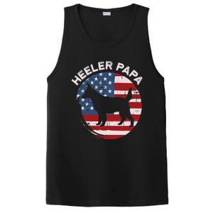 American Flag Blue Heeler Papa Red Australian Cattle Dog Dad PosiCharge Competitor Tank