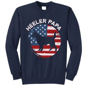 American Flag Blue Heeler Papa Red Australian Cattle Dog Dad Tall Sweatshirt