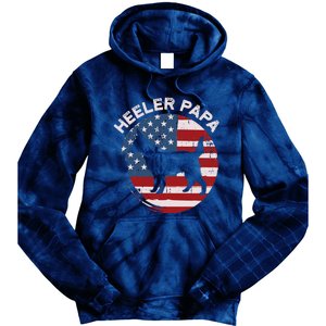 American Flag Blue Heeler Papa Red Australian Cattle Dog Dad Tie Dye Hoodie