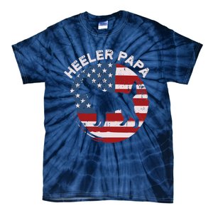 American Flag Blue Heeler Papa Red Australian Cattle Dog Dad Tie-Dye T-Shirt