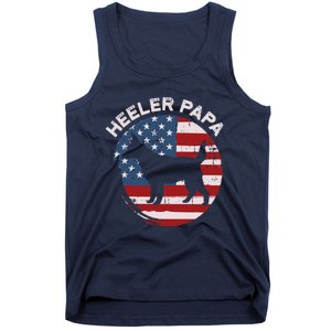 American Flag Blue Heeler Papa Red Australian Cattle Dog Dad Tank Top