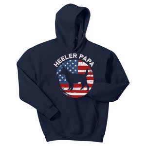 American Flag Blue Heeler Papa Red Australian Cattle Dog Dad Kids Hoodie