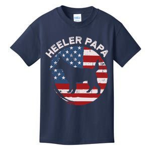 American Flag Blue Heeler Papa Red Australian Cattle Dog Dad Kids T-Shirt