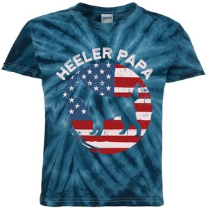 American Flag Blue Heeler Papa Red Australian Cattle Dog Dad Kids Tie-Dye T-Shirt