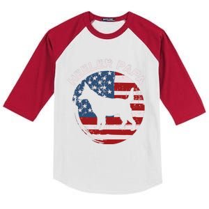 American Flag Blue Heeler Papa Red Australian Cattle Dog Dad Kids Colorblock Raglan Jersey