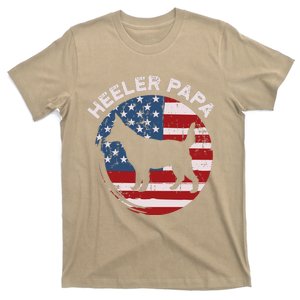 American Flag Blue Heeler Papa Red Australian Cattle Dog Dad T-Shirt