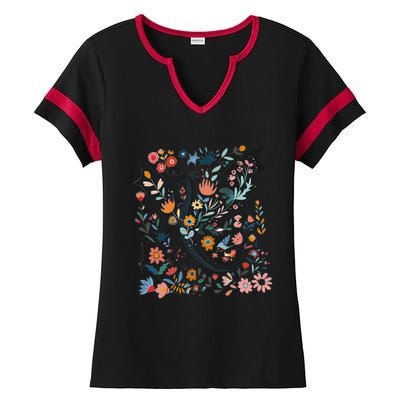 Abraxos Fantasy Bookish Floral Abraxos Ladies Halftime Notch Neck Tee