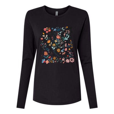 Abraxos Fantasy Bookish Floral Abraxos Womens Cotton Relaxed Long Sleeve T-Shirt