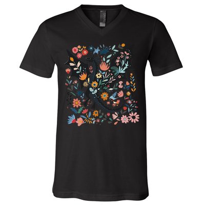 Abraxos Fantasy Bookish Floral Abraxos V-Neck T-Shirt