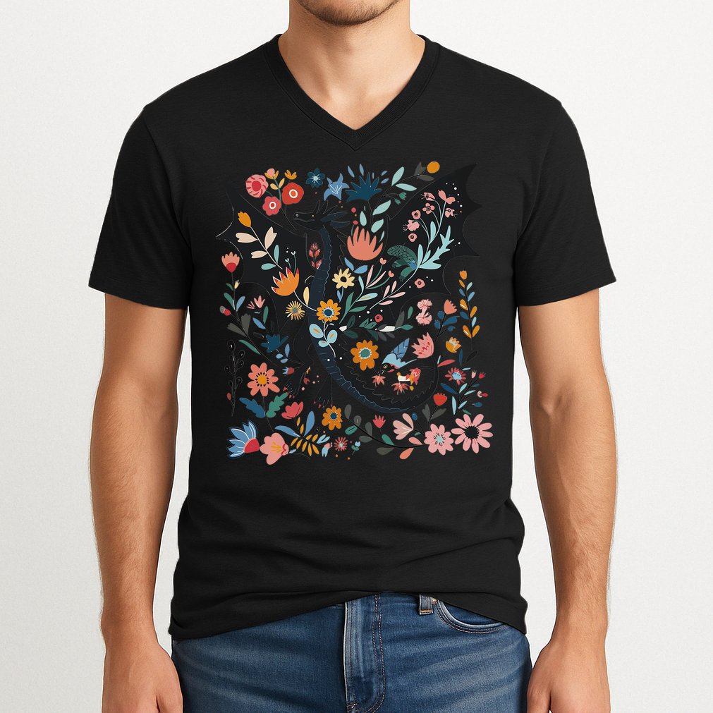 Abraxos Fantasy Bookish Floral Abraxos V-Neck T-Shirt