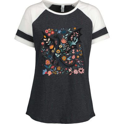 Abraxos Fantasy Bookish Floral Abraxos Enza Ladies Jersey Colorblock Tee