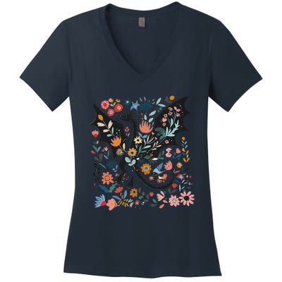 Abraxos Fantasy Bookish Floral Abraxos Women's V-Neck T-Shirt