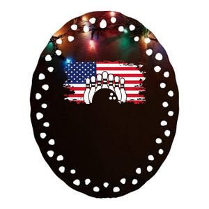 American Flag Bowling Apparel Bowling Ceramic Oval Ornament