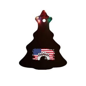 American Flag Bowling Apparel Bowling Ceramic Tree Ornament