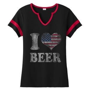 American Flag Beer 4th Of July Usa Ladies Halftime Notch Neck Tee