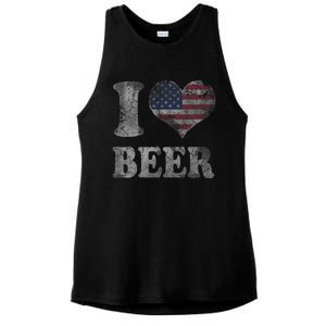 American Flag Beer 4th Of July Usa Ladies PosiCharge Tri-Blend Wicking Tank