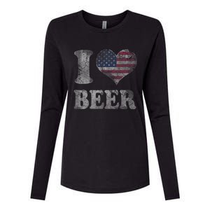 American Flag Beer 4th Of July Usa Womens Cotton Relaxed Long Sleeve T-Shirt