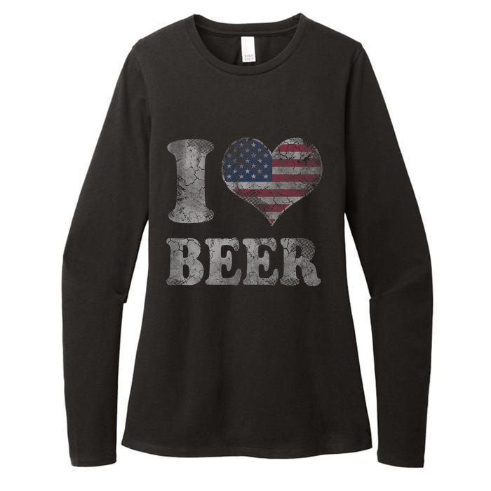 American Flag Beer 4th Of July Usa Womens CVC Long Sleeve Shirt