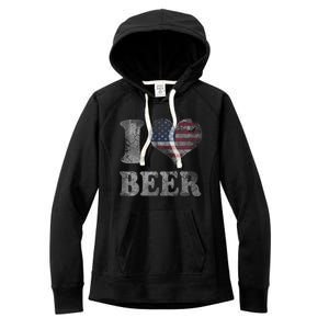 American Flag Beer 4th Of July Usa Women's Fleece Hoodie