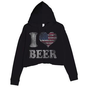 American Flag Beer 4th Of July Usa Crop Fleece Hoodie