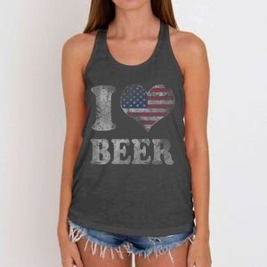 American Flag Beer 4th Of July Usa Women's Knotted Racerback Tank