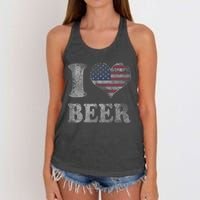 American Flag Beer 4th Of July Usa Women's Knotted Racerback Tank