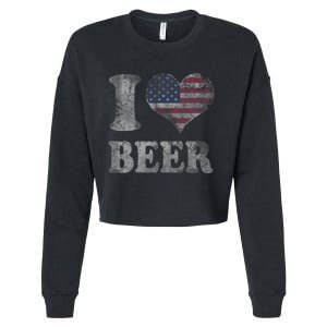 American Flag Beer 4th Of July Usa Cropped Pullover Crew