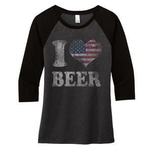 American Flag Beer 4th Of July Usa Women's Tri-Blend 3/4-Sleeve Raglan Shirt