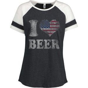 American Flag Beer 4th Of July Usa Enza Ladies Jersey Colorblock Tee