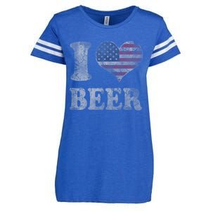 American Flag Beer 4th Of July Usa Enza Ladies Jersey Football T-Shirt