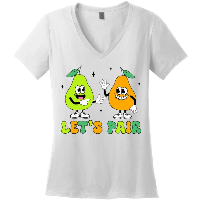 ABA Funny Behavior Analyst Therapist Let's Pair RBT  Women's V-Neck T-Shirt
