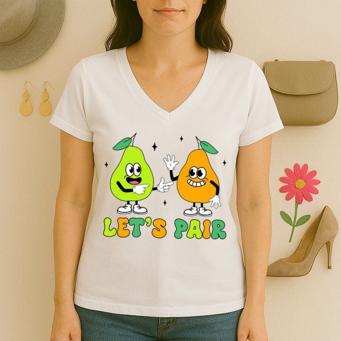 ABA Funny Behavior Analyst Therapist Let's Pair RBT  Women's V-Neck T-Shirt