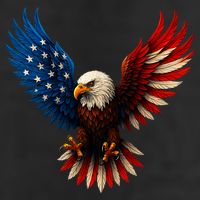 American Flag Bald Eagle Patriotic Eagle 4th Of July USA  7 Panel Mesh Trucker Snapback Hat