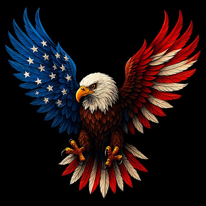 American Flag Bald Eagle Patriotic Eagle 4th Of July USA  Drawstring Bag