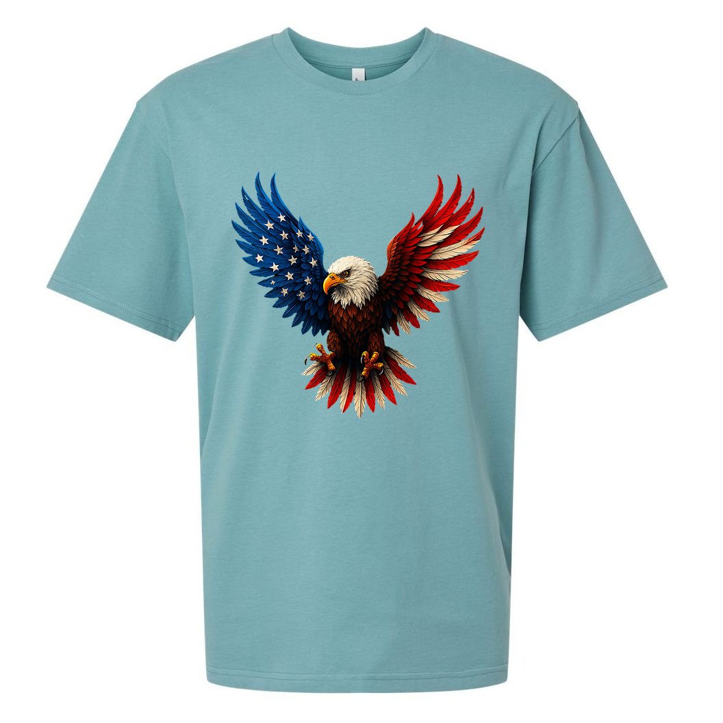 American Flag Bald Eagle Patriotic Eagle 4th Of July USA  Sueded Cloud Jersey T-Shirt