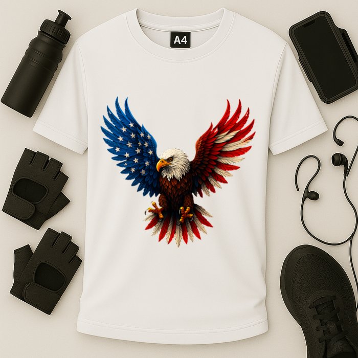American Flag Bald Eagle Patriotic Eagle 4th Of July USA  Cooling Performance Crew T-Shirt