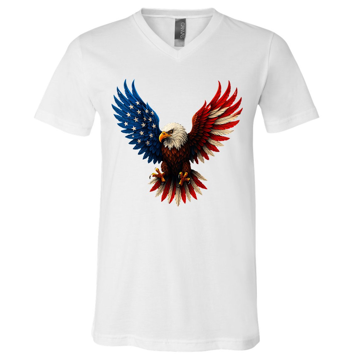 American Flag Bald Eagle Patriotic Eagle 4th Of July USA  V-Neck T-Shirt