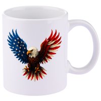 American Flag Bald Eagle Patriotic Eagle 4th Of July USA  11oz C Handle Ceramic Mug