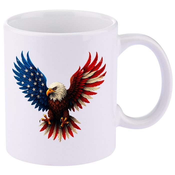 American Flag Bald Eagle Patriotic Eagle 4th Of July USA  11oz C Handle Ceramic Mug