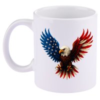 American Flag Bald Eagle Patriotic Eagle 4th Of July USA  11oz C Handle Ceramic Mug
