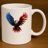 American Flag Bald Eagle Patriotic Eagle 4th Of July USA  11oz C Handle Ceramic Mug