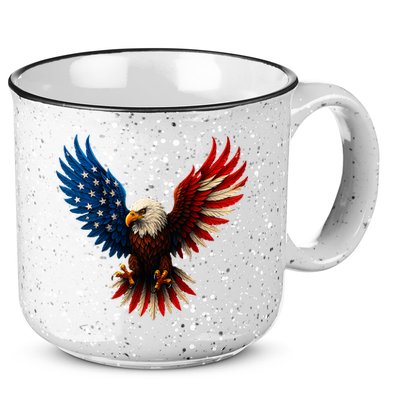 American Flag Bald Eagle Patriotic Eagle 4th Of July USA  15oz Campfire Ceramic Mug