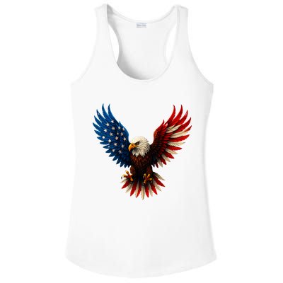 American Flag Bald Eagle Patriotic Eagle 4th Of July USA  Ladies PosiCharge Competitor Racerback Tank