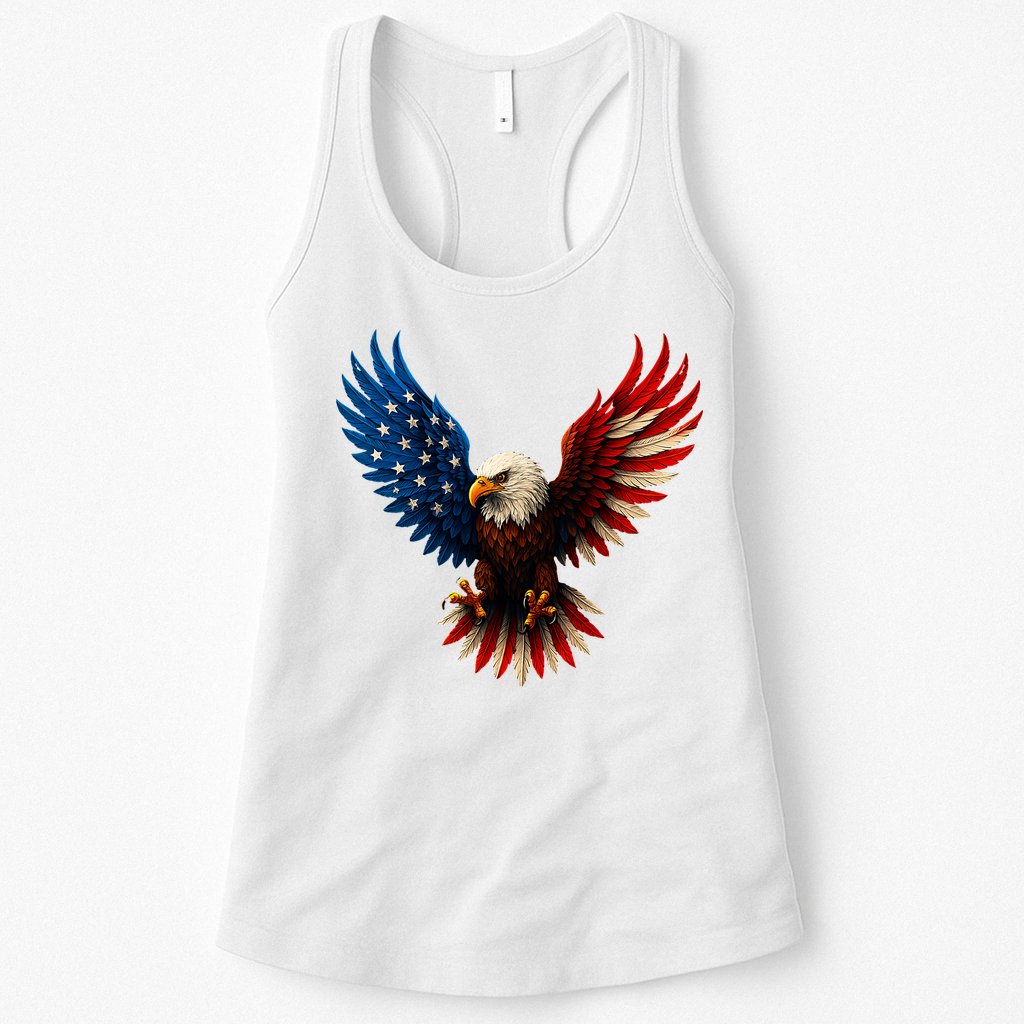 American Flag Bald Eagle Patriotic Eagle 4th Of July USA  Womens Tank Top