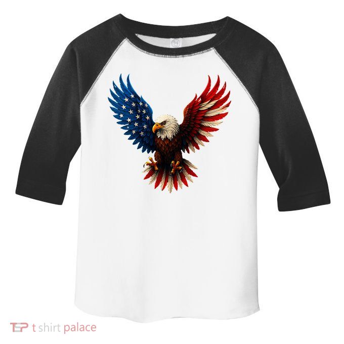 American Flag Bald Eagle Patriotic Eagle 4th Of July USA  Toddler Fine Jersey T-Shirt