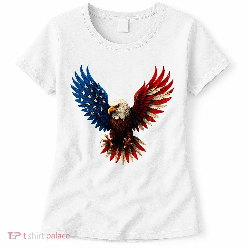 American Flag Bald Eagle Patriotic Eagle 4th Of July USA  Womens T-Shirt