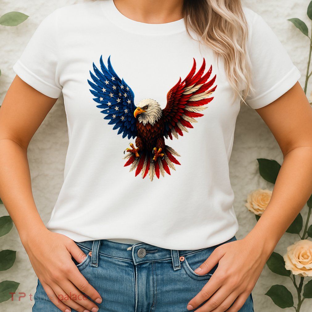 American Flag Bald Eagle Patriotic Eagle 4th Of July USA  Womens T-Shirt